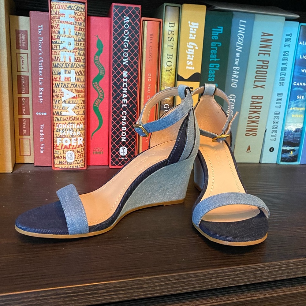 Coach Blue Denim Wedge Heels